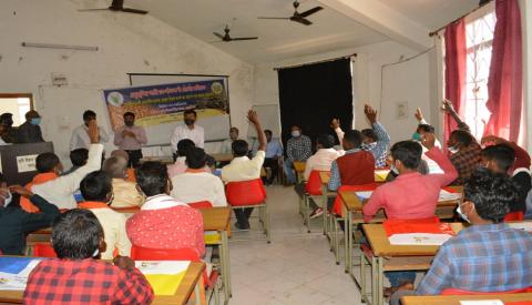 image of Scsp training on demonstration of leaf meal based farm-made aqua-feed preparation and on-farm feeding management image 3